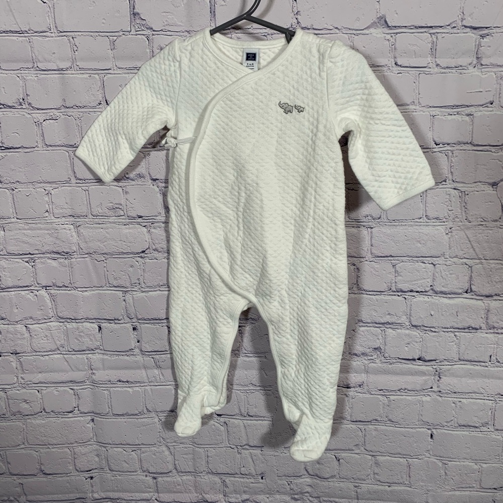 Janie & Jack Quilted Footie Romper White Size 3-6M Casual Sleep Outdoor Elephant